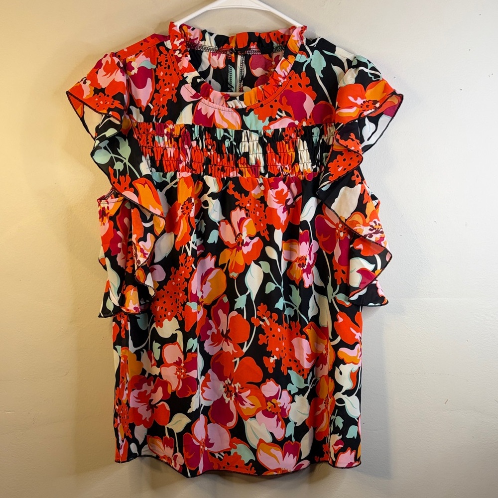 Unbranded Floral Polyester Blouse Size Large #72 🏷️